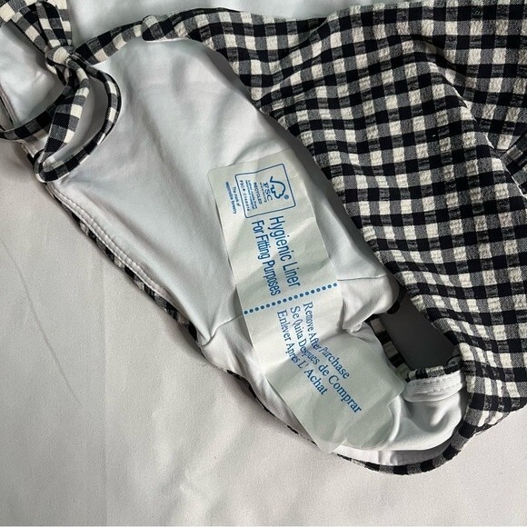 Andie Swim Black Gingham Size L String Bikini Bottom Beach Retro Pin Up Plaid - Picture 4 of 7